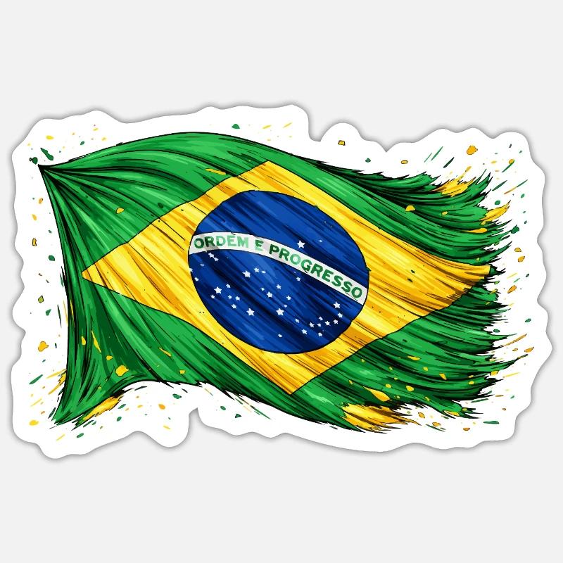 Drapeau brésilien Brésil Sticker taille S (10 x 10 cm)