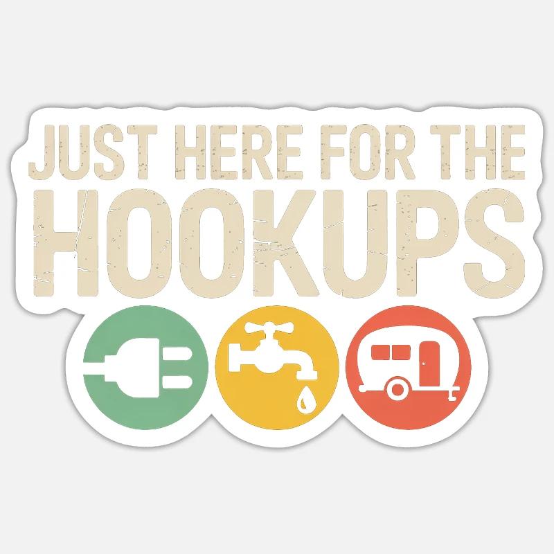 Hookups Trio: Wohnmobil-Camping-Ikonen - Sticker Größe S (10 x 10 cm) - Mattweiß