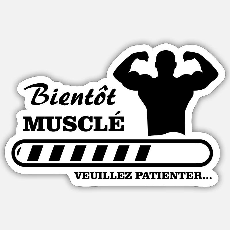 bientôt musclé  Sticker taille S (10 x 10 cm)