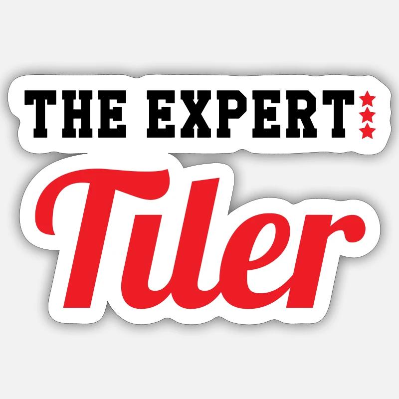 Expert tiler – pro tile laying precision - Sticker size S (10 x 10 cm) - white matte