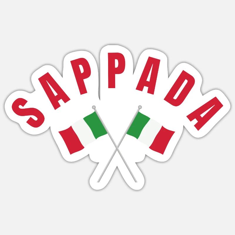 Drapeaux italiens de Sappada - Sticker taille S (10 x 10 cm) - blanc mat