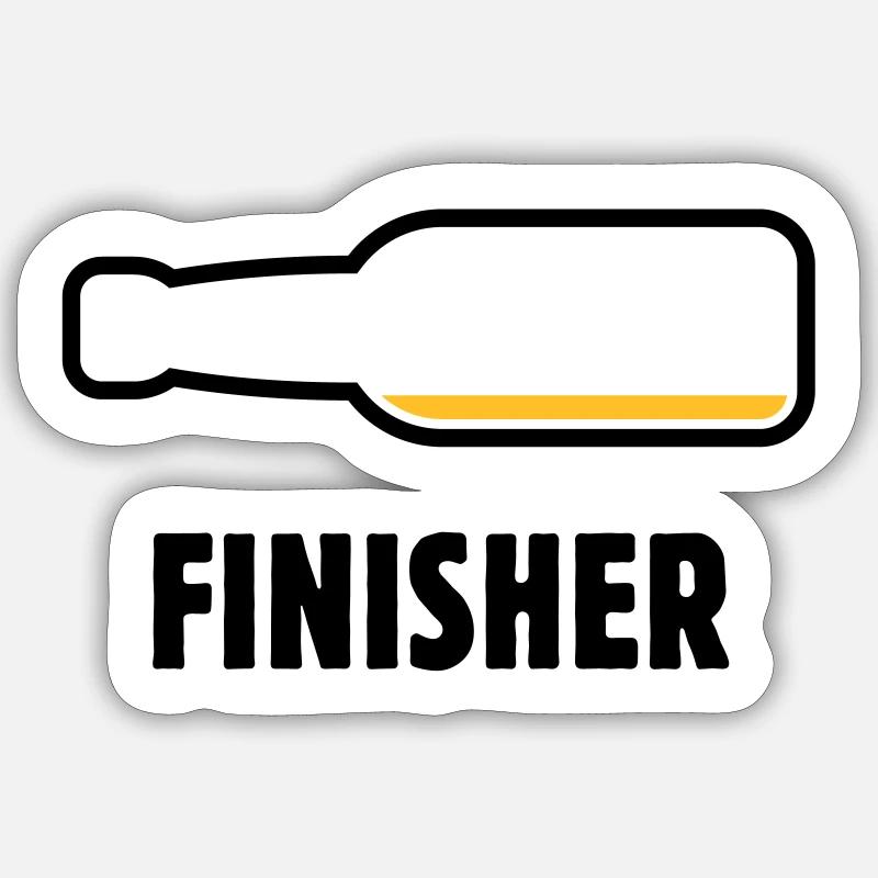 Finisher (Bier / Bierchen / Biertrinker / POS 2C) - Sticker Größe S (10 x 10 cm) - Mattweiß