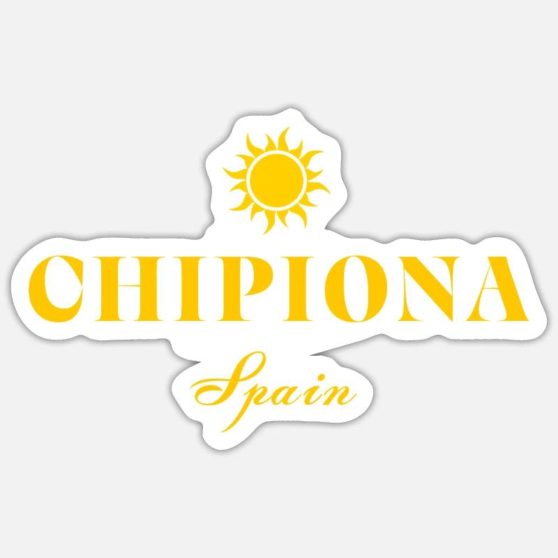 Chipiona Espagne Emblème du Soleil - Sticker taille S (10 x 10 cm) - blanc mat