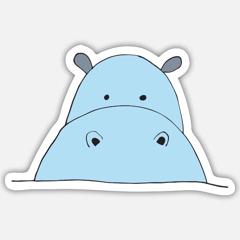 Blauer Hippo Blickfang Sticker Größe S (10 x 10 cm)