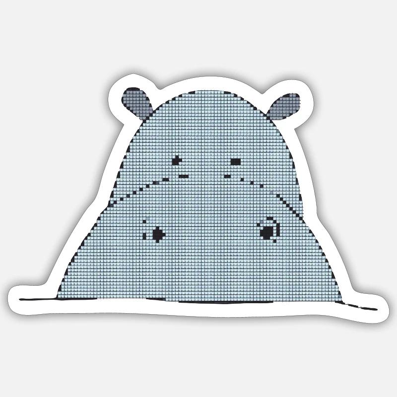 Hippopotame adapté aux pixels Sticker taille S (10 x 10 cm)
