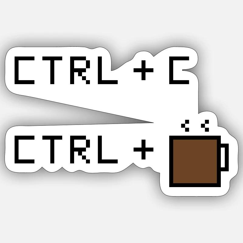 CTRL+C Édition Café - Humour rétro de bureau Sticker taille S (10 x 10 cm)