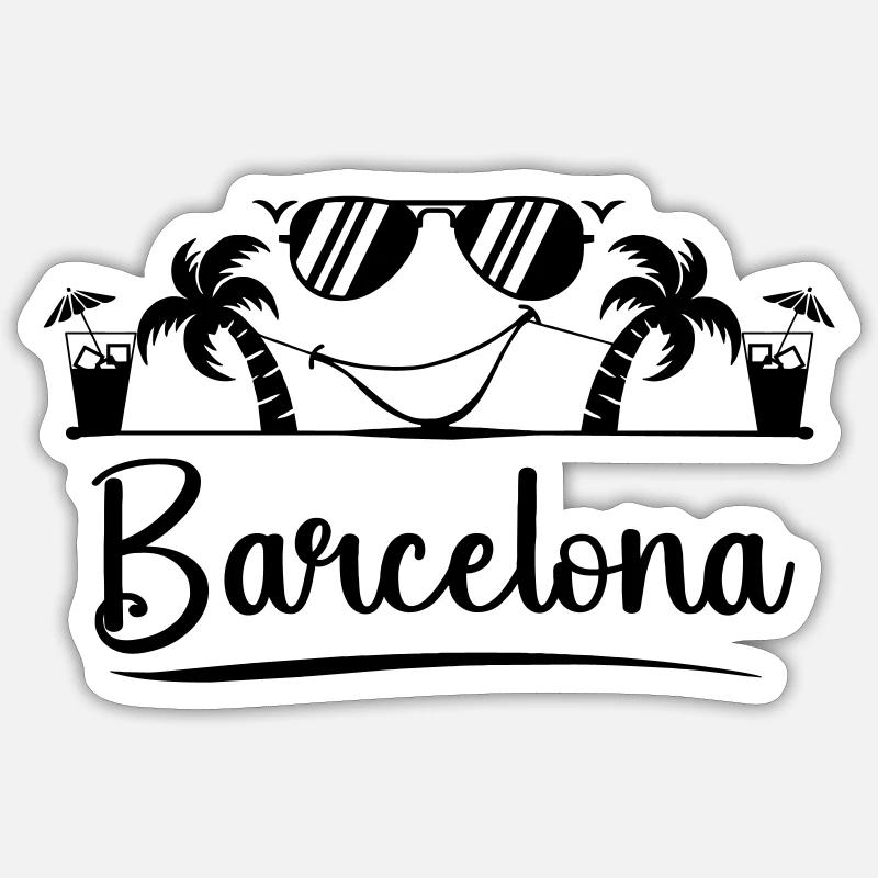 Barcelone - Sticker taille S (10 x 10 cm) - blanc mat