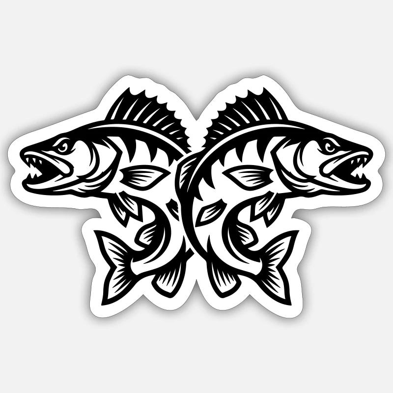 Pike Fish - Sticker size S (10 x 10 cm) - white matte