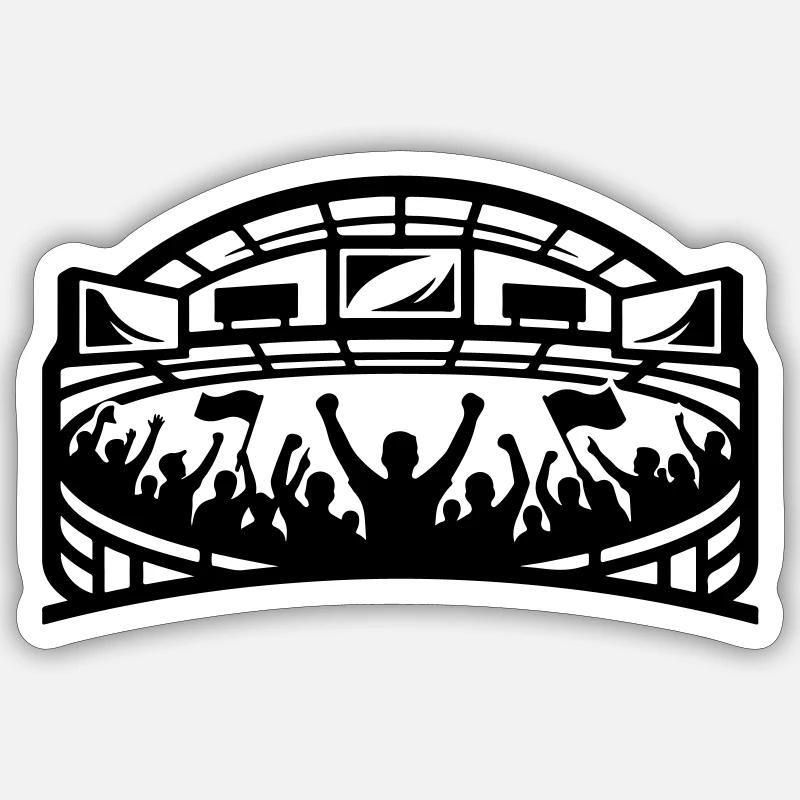 Silhouette des supporters du stade - Sticker taille S (10 x 10 cm) - blanc mat