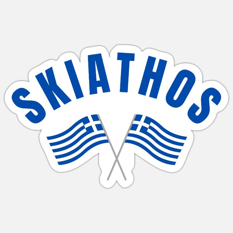 Skiathos a traversé les drapeaux grecs Sticker taille S (10 x 10 cm)
