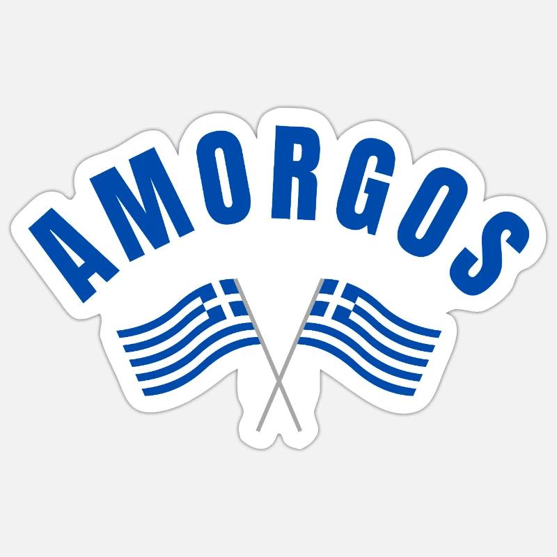Drapeaux grecs d’Amorgos - Sticker taille S (10 x 10 cm) - blanc mat