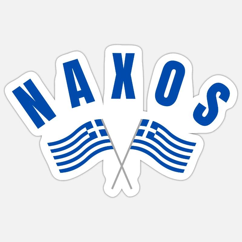 Drapeaux grecs de Naxos - Sticker taille S (10 x 10 cm) - blanc mat