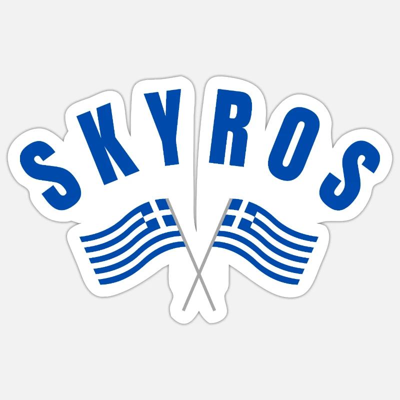 Drapeaux croisés grecs de Skyros Sticker taille S (10 x 10 cm)
