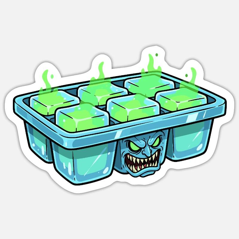 Monster-Eiswürfel im Eiskubentray - Sticker Größe S (10 x 10 cm) - Mattweiß