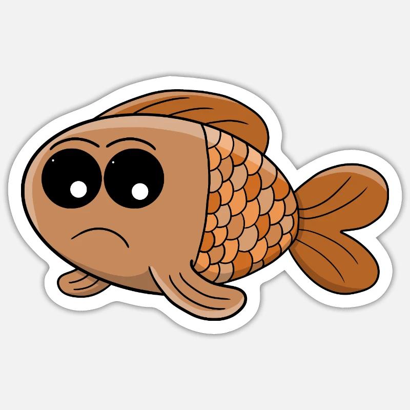 Grumpy Goldfish Cartoon - Sticker taille S (10 x 10 cm) - blanc mat