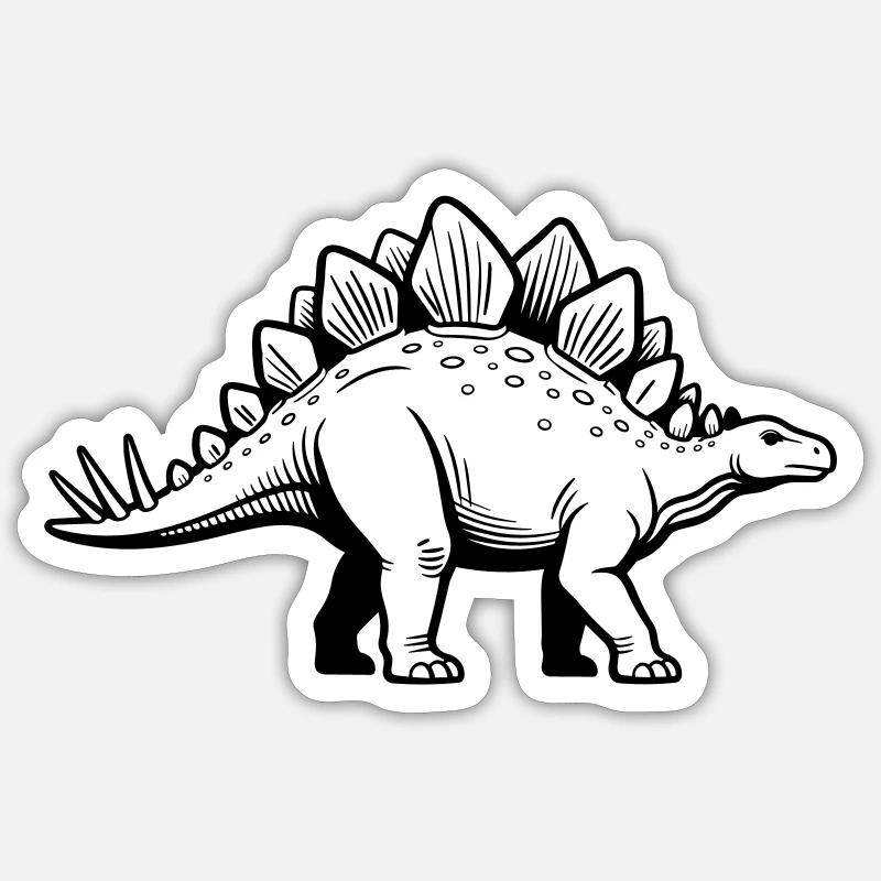 Stégosaure - Sticker taille S (10 x 10 cm) - blanc mat