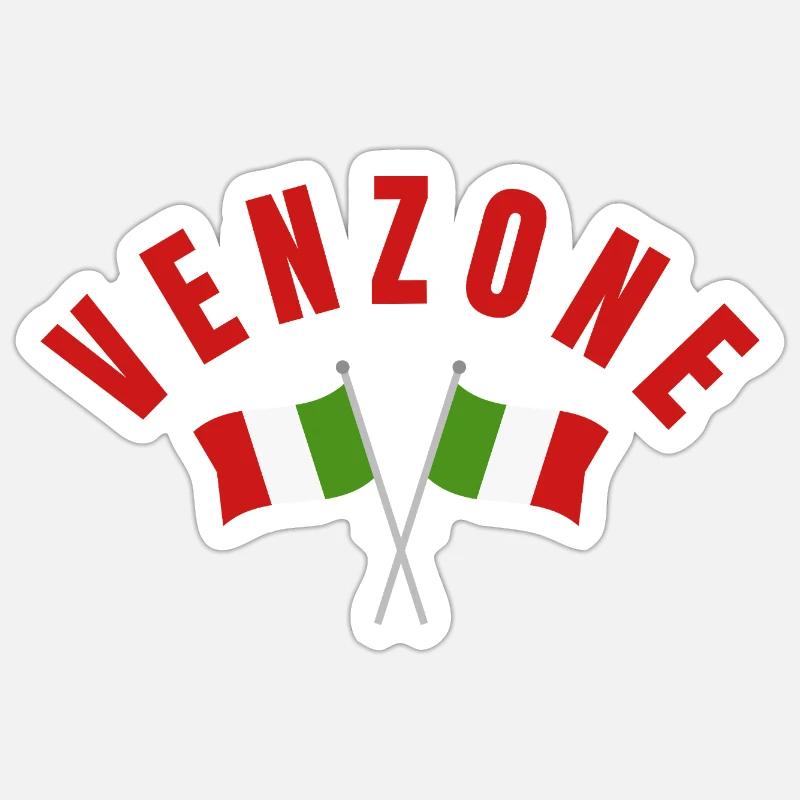 Drapeaux italiens de Venzone - Sticker taille S (10 x 10 cm) - blanc mat