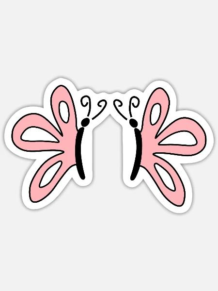 Rosa Schmetterlinge pastell Geschenk für sie - Sticker Größe S (10 x 10 cm) - Mattweiß