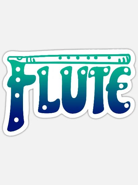 Gradient Flöte Typografie Musikliebhaber - Sticker Größe S (10 x 10 cm) - Mattweiß