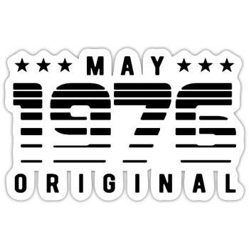 May 1976 Original Striped Vintage Geburtstag - Sticker Größe S (10 x 10 cm) - Mattweiß - Vorne