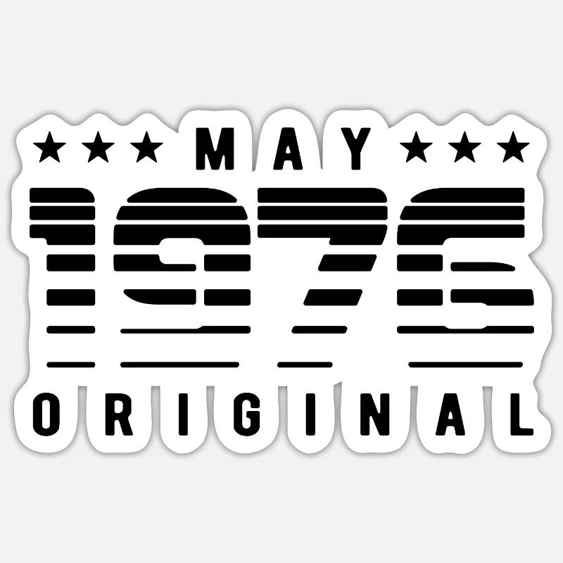 May 1976 Original Striped Vintage Geburtstag Sticker Größe S (10 x 10 cm)