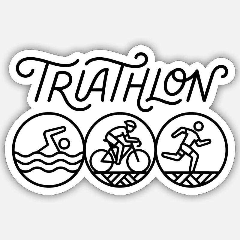 Triathlon - Sticker taille S (10 x 10 cm) - blanc mat
