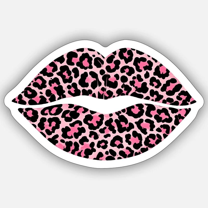 Leoprint Lips - Sticker Größe S (10 x 10 cm) - Mattweiß