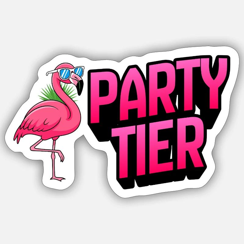 Flamingo Party Tier - Sticker Größe S (10 x 10 cm) - Mattweiß