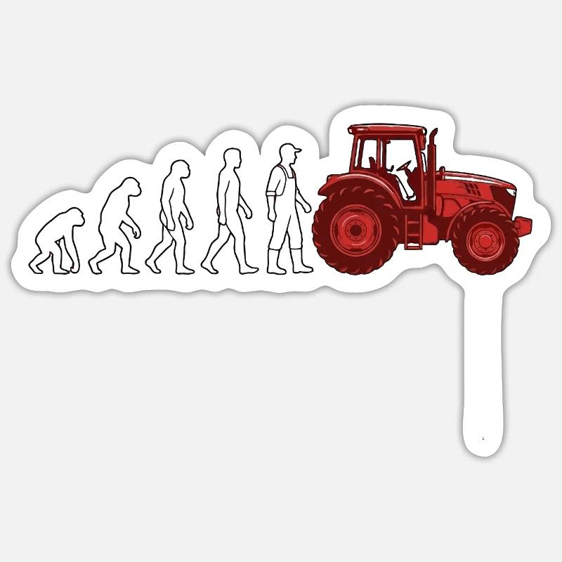 Evolution Farmer Farmer Traktor - Sticker Größe S (10 x 10 cm) - Mattweiß