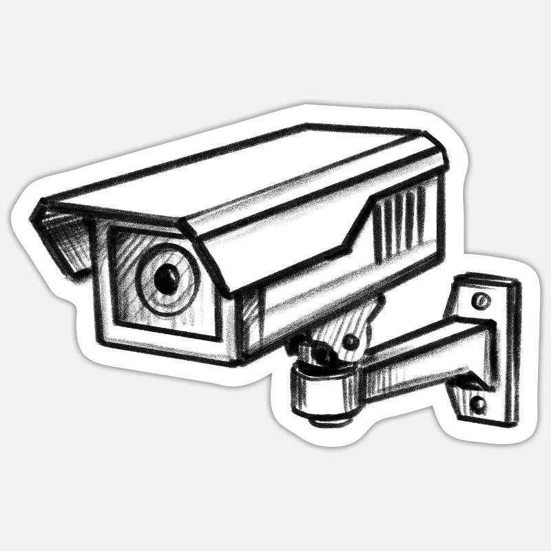 Security Camera Security - Illusionration - Sticker size S (10 x 10 cm) - white matte