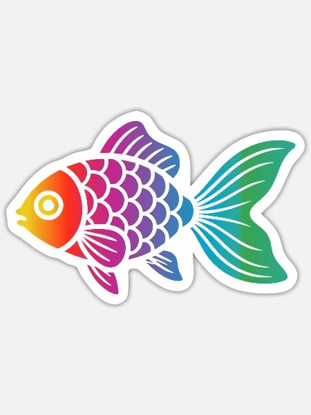 Bunter Fisch | Modernes Meeresmotiv - Sticker Größe S (10 x 10 cm) - Mattweiß