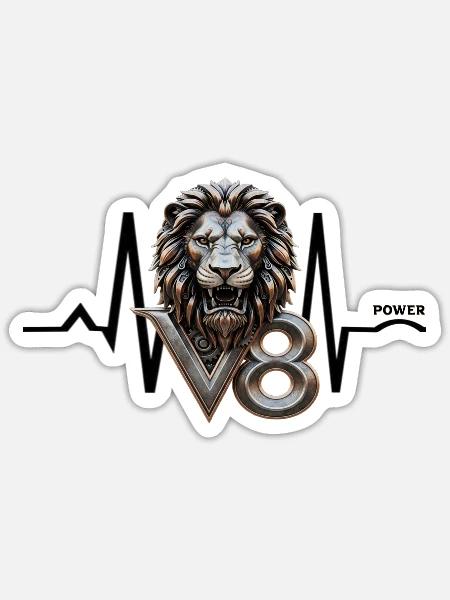 V8 - Sticker Größe S (10 x 10 cm) - Mattweiß