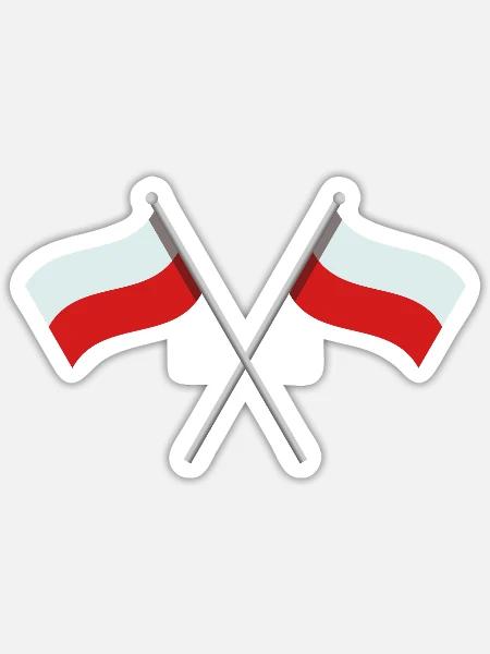 Polnische Flagge - Sticker Größe S (10 x 10 cm) - Mattweiß
