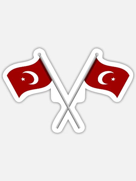 Türkische Flagge - Sticker Größe S (10 x 10 cm) - Mattweiß