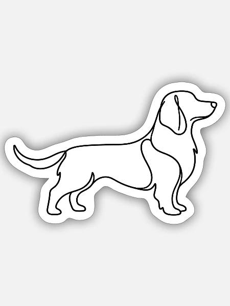 Dackel Lineart – Minimalistisches Hundemotiv - Sticker Größe S (10 x 10 cm) - Mattweiß