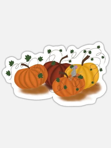 Kürbis Maus - Sticker Größe S (10 x 10 cm) - Mattweiß
