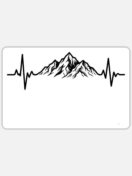 Berg-Heartbeat-Berge - Sticker Größe S (10 x 10 cm) - Mattweiß