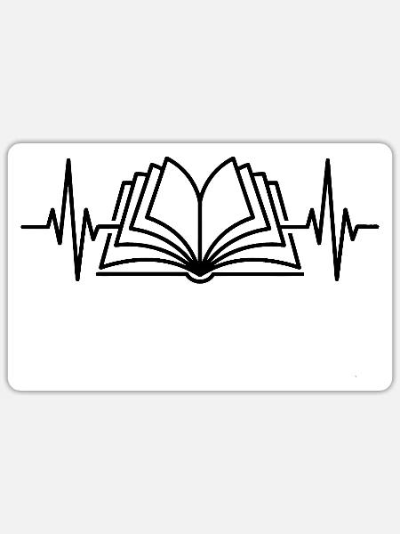 Herzschlag-Buchleser - Sticker Größe S (10 x 10 cm) - Mattweiß