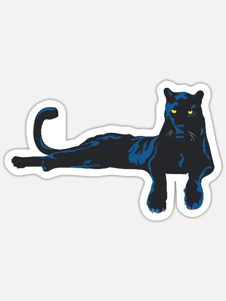 Panter mit blauen Akzenten - Sticker Größe S (10 x 10 cm) - Mattweiß