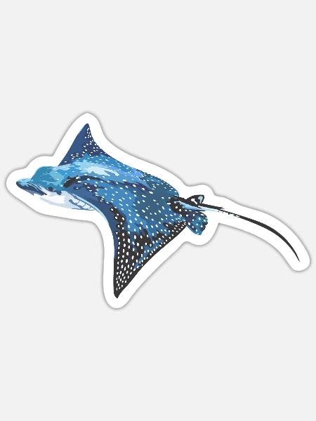 Mantarochen im Ozeanblau - Sticker Größe S (10 x 10 cm) - Mattweiß