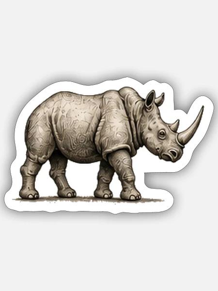 GEEKLEY – Bestiarium – Nashorn - Sticker Größe S (10 x 10 cm) - Mattweiß