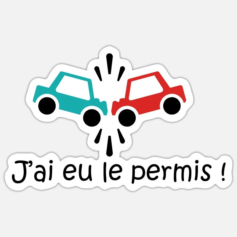 permis - Sticker taille S (10 x 10 cm) - blanc mat