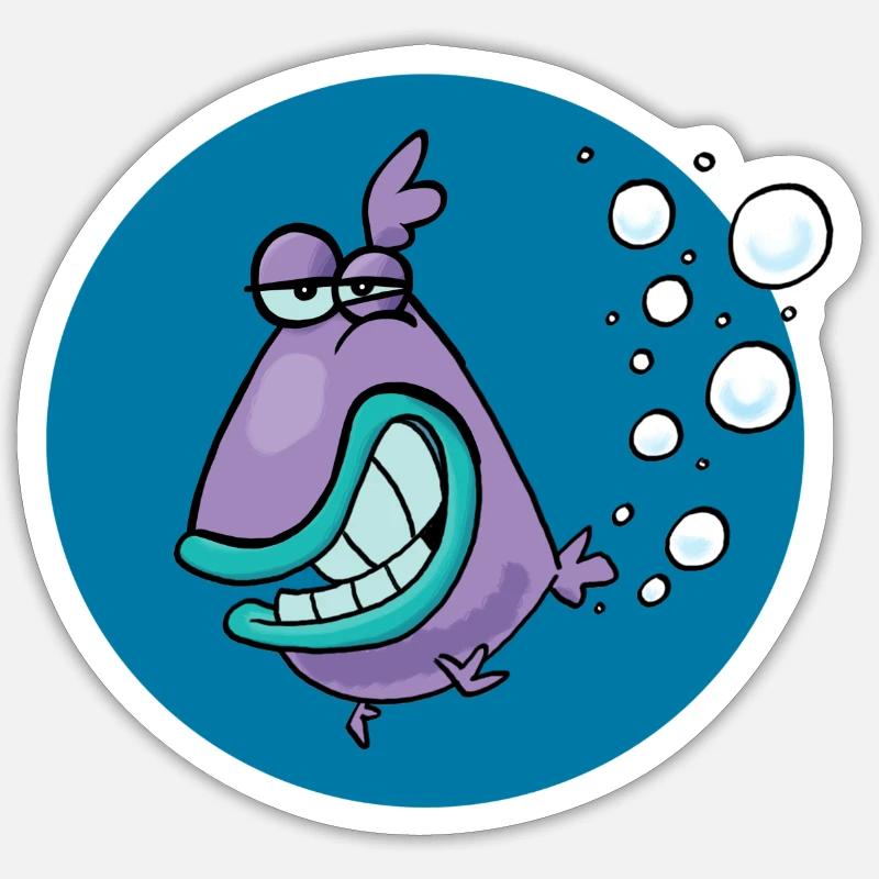 Parpy poisson - Sticker taille S (10 x 10 cm) - blanc mat