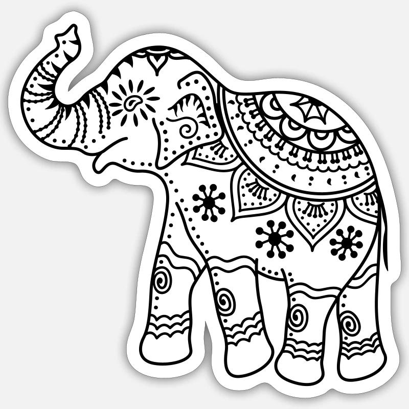 Elefant - Sticker Größe S (10 x 10 cm) - Mattweiß