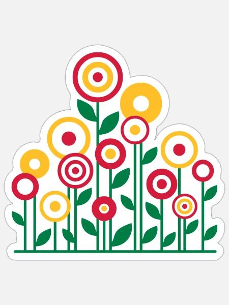 Blumenwiese - Sticker Größe S (10 x 10 cm) - Mattweiß