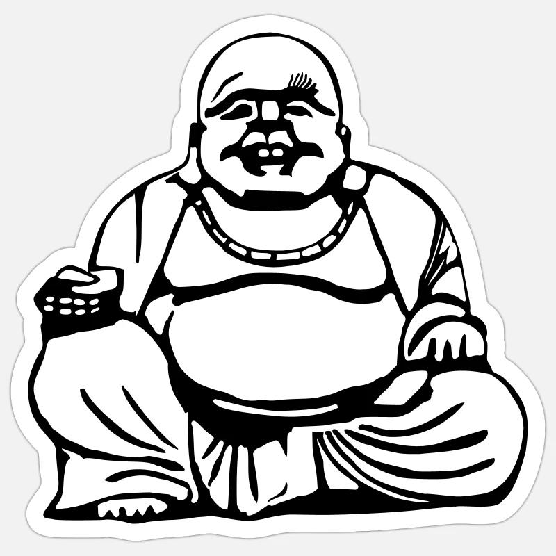 Buddha - Sticker Größe S (10 x 10 cm) - Mattweiß