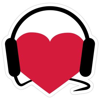 Musiclover | Herz | Heart | Kopfhörer | Musik | - Sticker taille S (10 x 10 cm) - blanc mat - Devant
