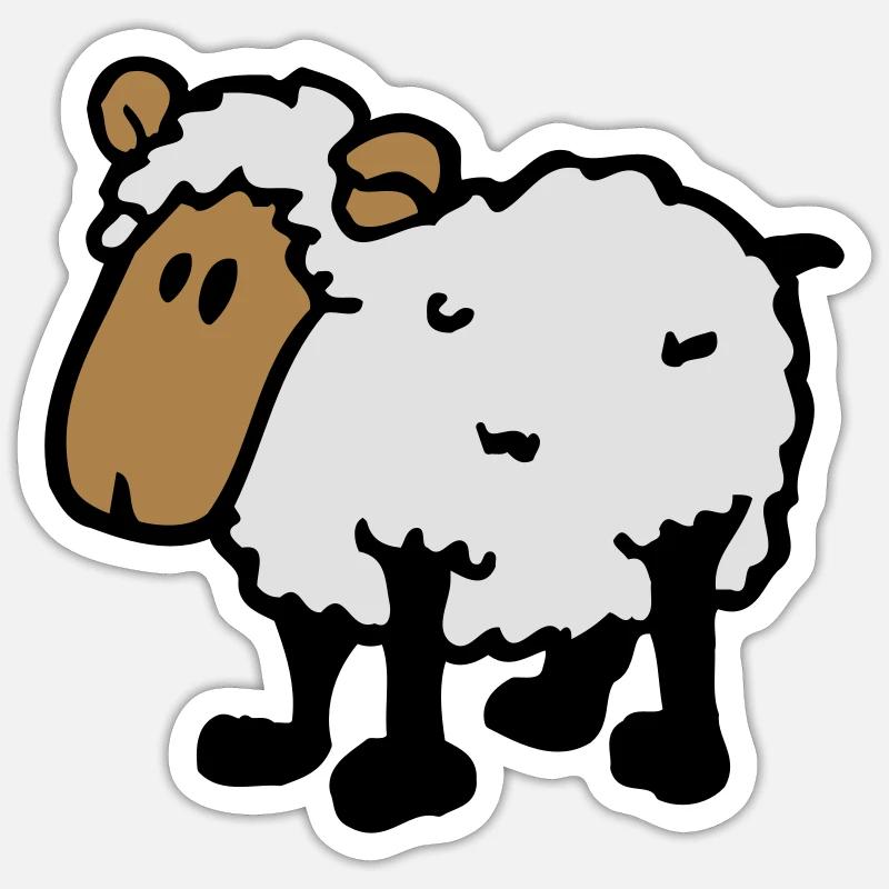 cooles comic schaf funny sheep - Sticker Größe S (10 x 10 cm) - Mattweiß