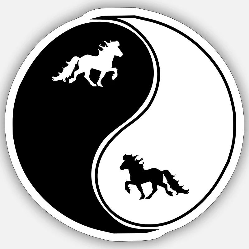 Islandpferde Yin Yang Freizeitreiten Pferd - Sticker Größe S (10 x 10 cm) - Mattweiß