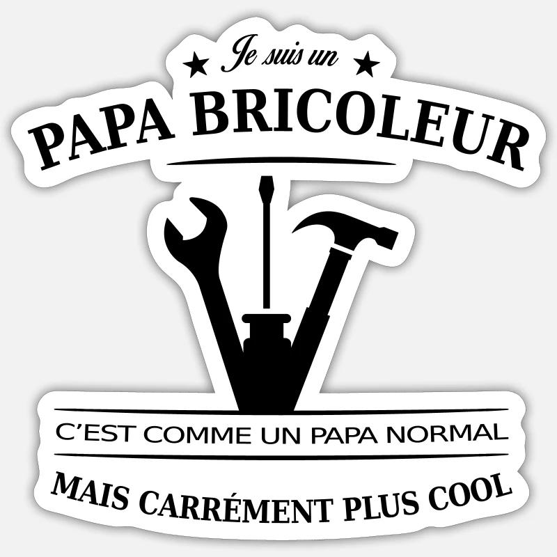 papa bricoleur - Sticker taille S (10 x 10 cm) - blanc mat